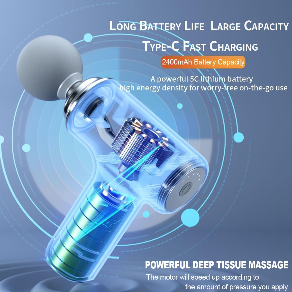 Full Body Massager Gun | Rechargeable Cordless Deep Tissue Massage Machine for Legs & Arms, Use at Home, Gym & During Travel