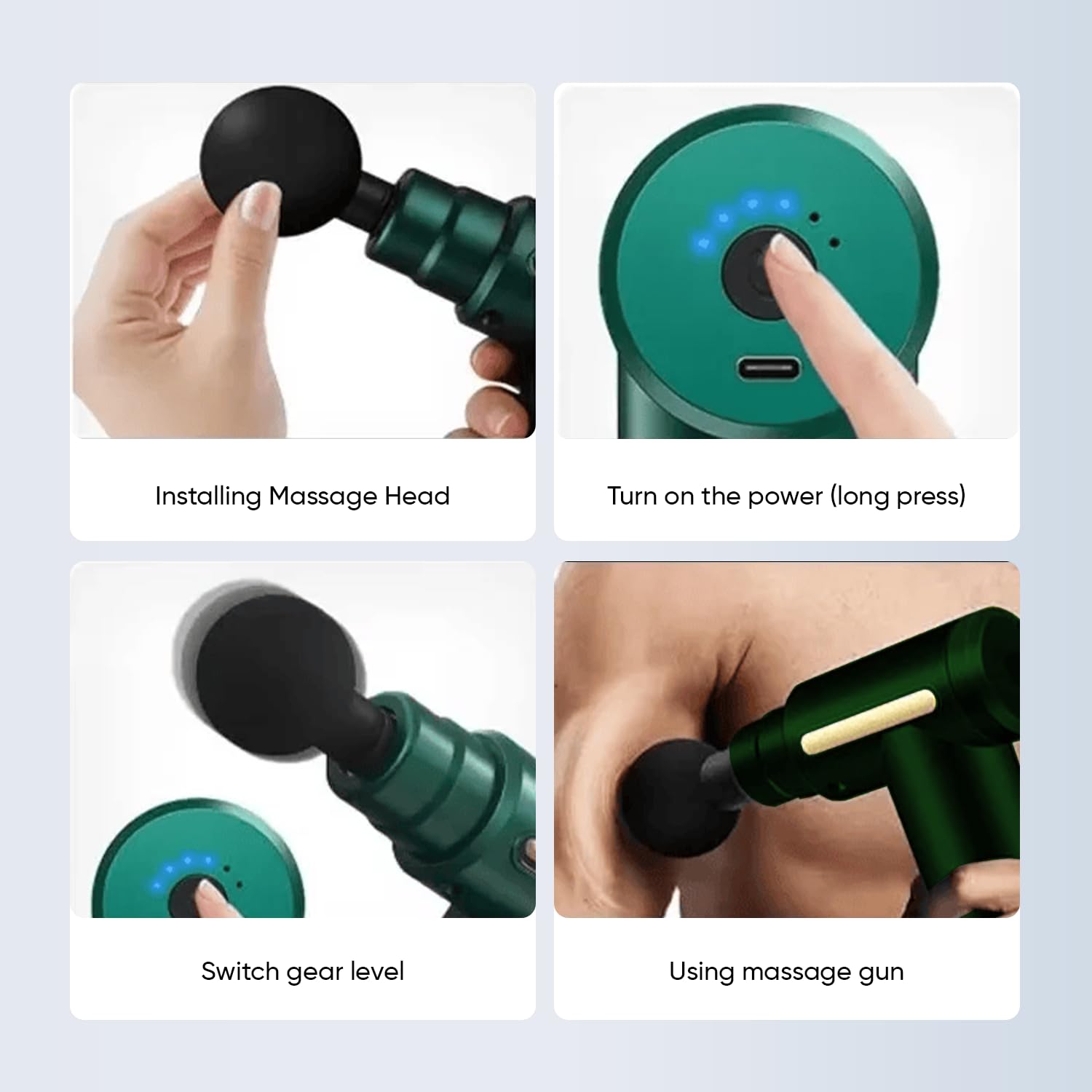 Full Body Massager Gun | Rechargeable Cordless Deep Tissue Massage Machine for Legs & Arms, Use at Home, Gym & During Travel