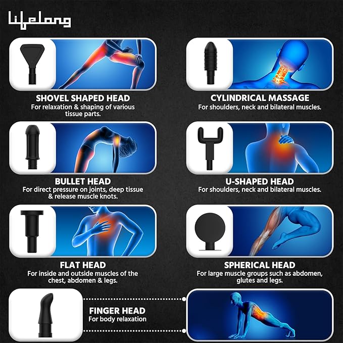 Full Body Massager Gun | Rechargeable Cordless Deep Tissue Massage Machine for Legs & Arms, Use at Home, Gym & During Travel