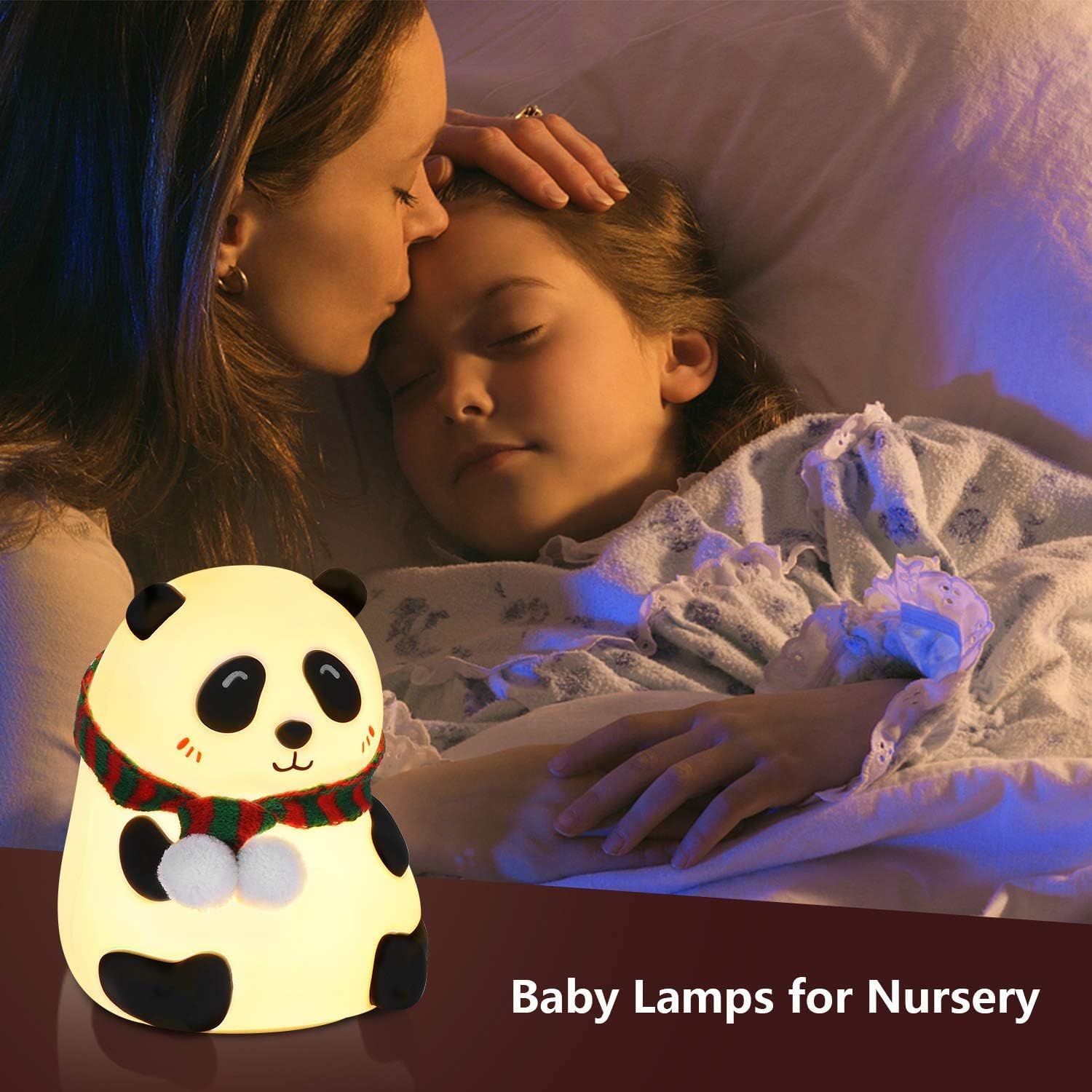 Silicone Panda Night Light| 7-Color LED Changing Lamp |Adorable Room Decor & Gift for Toddlers, Teens, & Valentine's Day Present|Soft BPA-Free Nightlight| Multicolour