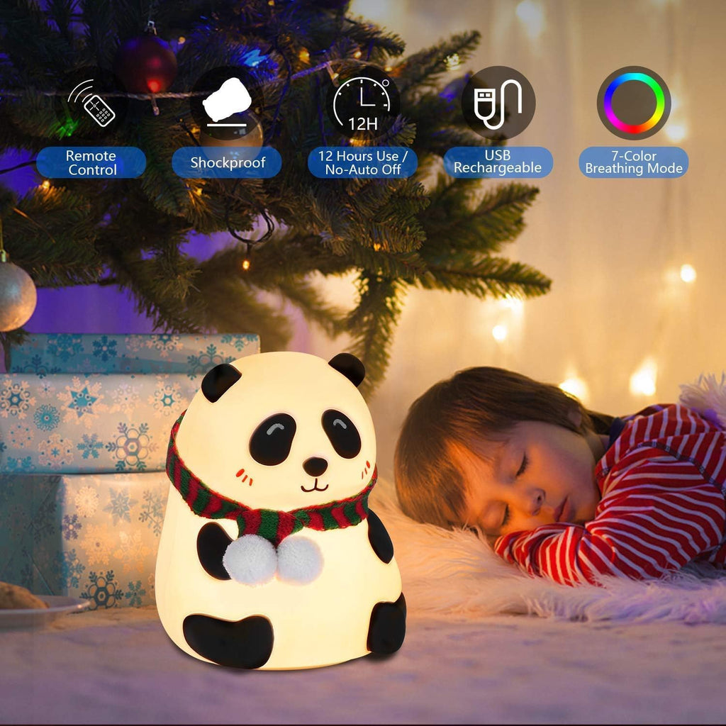 Silicone Panda Night Light| 7-Color LED Changing Lamp |Adorable Room Decor & Gift for Toddlers, Teens, & Valentine's Day Present|Soft BPA-Free Nightlight| Multicolour