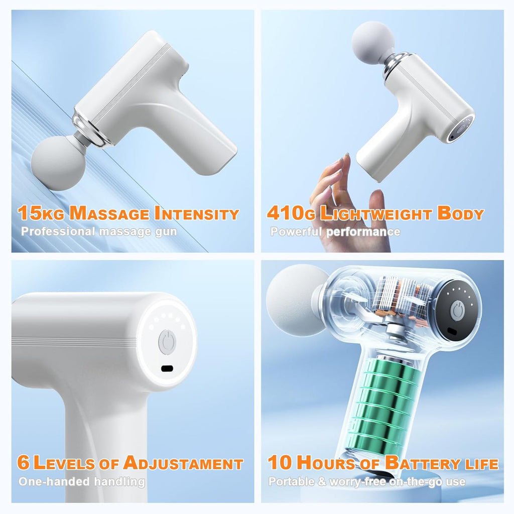 Full Body Massager Gun | Rechargeable Cordless Deep Tissue Massage Machine for Legs & Arms, Use at Home, Gym & During Travel