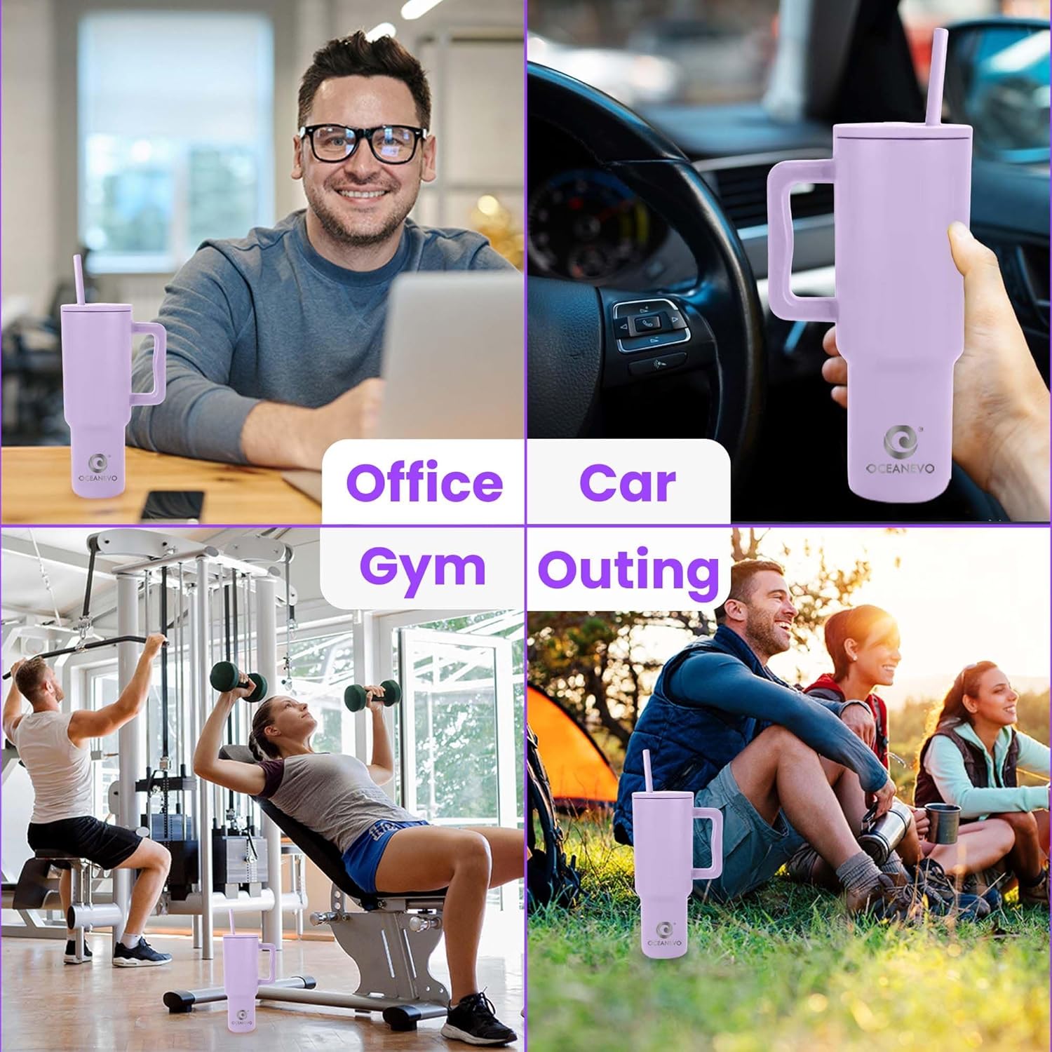 House of Quirk 1200ML Stainless Steel Tumbler with Handle & Lid, 2 Straws – Large Travel Mug Water Cup for Gym, Office & Outdoor Use